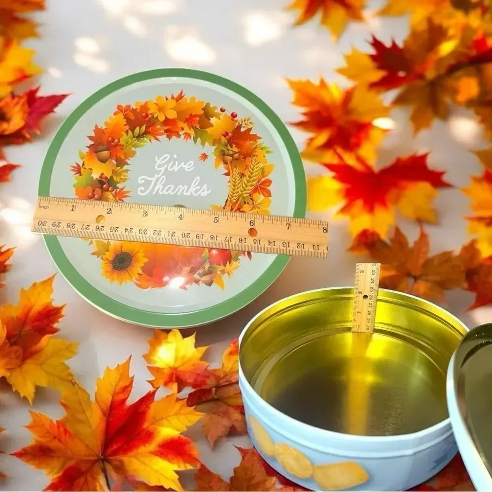 GIVE THANKS l Festive Autumn Round Cookie Tin